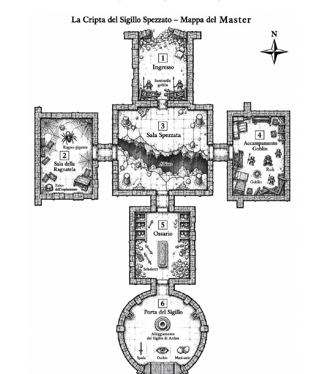 Mappa del Master dell’avventura La Cripta del Sigillo Spezzato